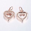 Long-Lasting Plated Brass Micro Pave Cubic Zirconia Charms ZIRC-F069-50RG-2
