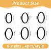 24Pxcs 6 Styles 2mm Polished Plain Dome Finger Ring for Girl Women RJEW-DC0001-21-2