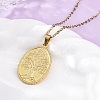 Oval Tree of Life 304 Stainless Steel Pendant Necklaces NJEW-M096-10G-1