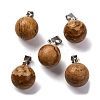 Round Natural Picture Jasper Pendants G-Q434-19-1