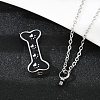 304 Stainless Steel Black Enamel Paw Print Bone Pendant Pet Urn Ashes Necklaces LS-NJEW-S455-06P-5