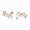 Brass Micro Pave Clear Cubic Zirconia Stud Earrings EJEW-F258-01A-RG-2