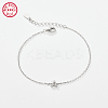 Anti-Tarnish Rhodium Plated 925 Sterling Silver Letter Cubic Zirconia Link Bracelets GI2156-01-1