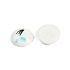 White and Black Flat Round Cartoon Resin Cabochons CRES-Q009-01H-3