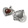 Natural Mahogany Obsidian Peach Love Heart Pendants G-G158-01O-2