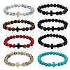 8Pcs 8 Styles Round & Cross Beaded Stretch Bracelets for Men Women BJEW-GO0001-37-1