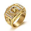 304 Stainless Steel Micro Pave Clear Cubic Zirconia Finger Rings for Men FS-WGEF432-02-1