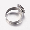 Tarnish Resistant Adjustable 304 Stainless Steel Finger Rings Components STAS-F149-18P-E-3