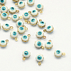 Golden Tone Brass Enamel Charms X-KK-Q571-05D-1