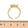Flower Brass Micro Pave Cubic Zirconia Cuff Rings for Women RJEW-A069-01A-G-5