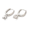 Cubic Zirconia Teardrop Dangle Hoop Earrings EJEW-Z019-05P-2