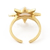 Cubic Zirconia Sun with Evil Eye Open Cuff Ring with Acrylic RJEW-B042-09G-04-3