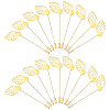 60Pcs Leaf Stainless Steel Round Tray Stick Lapel Pins JEWB-SC0001-75C-1