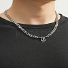 304 Stainless Steel Initial Pendant Cuban Link Chain Necklaces FS-WGB15F2-22-1