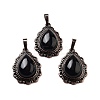 Natural Obsidian Teardrop Pendants G-K363-01R-19-1