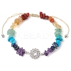7Pcs Chakra Theme Natural & Synthetic Mixed Gemstone Chips Braided Beads Bracelets BJEW-JB11324-3