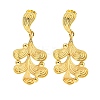 Leaf Shape Rack Plating Brass Dangle Stud Earrings EJEW-K263-06G-1