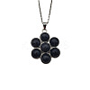 Synthetic Blue Goldstone Flower Pendant Necklaces FO7861-8-1