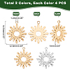 8Pcs 2 Styles 304 Stainless Steel Charms STAS-UN0035-77-4