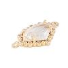Golden Plated Brass Pave Clear Cubic Zirconia Connector Charms KK-L218-002G-01-2