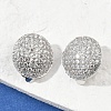 Half Round Brass Micro Pave Clear Cubic Zirconia Clip-on Earrings EJEW-M082-14P-4