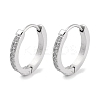 304 Stainless Steel Micro Pave Clear Cubic Zirconia Huggie Hoop Earrings EJEW-C096-01F-P-1
