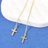 Cross Brass Micro Pave Clear Cubic Zirconia Ear Thread EJEW-H182-14G-2