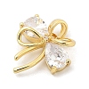 Rack Plating Bowknot Brass Clear Cubic Zirconia Pendants KK-S407-01G-A-2