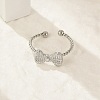 Bowknot 304 Stainless Steel Open Cuff Rings for Women RJEW-G338-08P-2