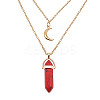 Synthetic Turquoise Cone Pendant Double Layer Necklace UX9990-7-1