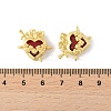 Brass Pave Dark Red Glass Scared Heart Connector Charms KK-FZC0001-01G-4