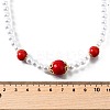 Brass & ABS Imitation Pearl Round Graduated Beaded Necklaces NJEW-D314-03G-5