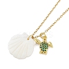 Summer Beach Brass Cubic Zirconia Sea Animal Pendant Necklaces for Women NJEW-B118-03G-04-1