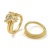 Girl Brass Micro Pave Clear Cubic Zirconia Double Rings RJEW-Z050-22G-1