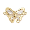 Rack Plating Brass Pave Cubic Zirconia Butterfly Connector Charms KK-Z064-36G-01-1