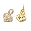 Cubic Zirconia Heart Stud Earrings EJEW-C057-14G-06-2