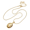304 Stainless Steel & Acrylic Imitation Pearl Oval Pendant Snake Chain Necklaces for Women NJEW-F354-05G-1