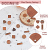 20 Pairs 4 Style Flat Round & Rhombus & Triangle & Rectangle Wood Stud Earring Findings DIY-DC0002-86-6