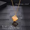Natural Rose Quartz Rhombus Pendant Necklace with Brass Chains LS-VW7781-1-5