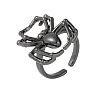 Halloween Spider Brass Rhinestone Open Cuff Rings RJEW-S419-01B-01-1
