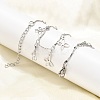 304 Stainless Steel Textured Link Bar Butterfly Charm Tassel Necklaces NJEW-R023-03P-1