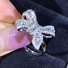 Bowknot Brass Micro Pave Clear Cubic Zirconia Finger Rings for Women FS-WGD928F-01-1