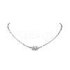 201 Stainless Steel Leaf Pendant 304 Stainless Steel Chain Necklaces NJEW-JN05674-1