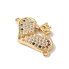 Brass Micro Pave Cubic Zirconia Heart Connector Charms KK-A252-28G-02-2