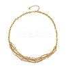 304 Stainless Steel Multi Layerd Oval Bib Necklaces for Women NJEW-A032-09G-02-2