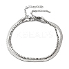 304 Stainless Steel Flat Snake Chain & Box Chain Double Layer Anklets for Women LS-AJEW-F069-02P-2