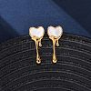 304 Stainless Steel Natural White Shell Stud Earrings EJEW-Z118-01G-2
