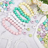 140Pcs 7 Colors Spray Painted Wood European Beads WOOD-GL0001-18-4