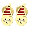 Ion Plating(IP) 304 Stainless Steel Enamel Stud Earrings EJEW-I316-04G-04-1
