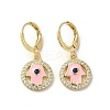 Hamsa Hand Real 18K Gold Plated Brass Dangle Leverback Earrings EJEW-Q797-10G-01-1